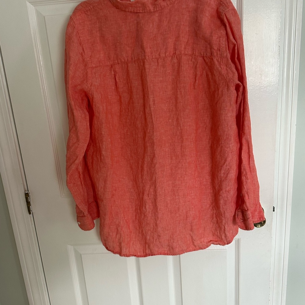L.L. Bean Orange Casual Button Down Shirt Relaxed Fit - Picture 5 of 6
